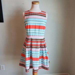 CeCe Sleeveless Sriped Full Skirt Dress Size 4